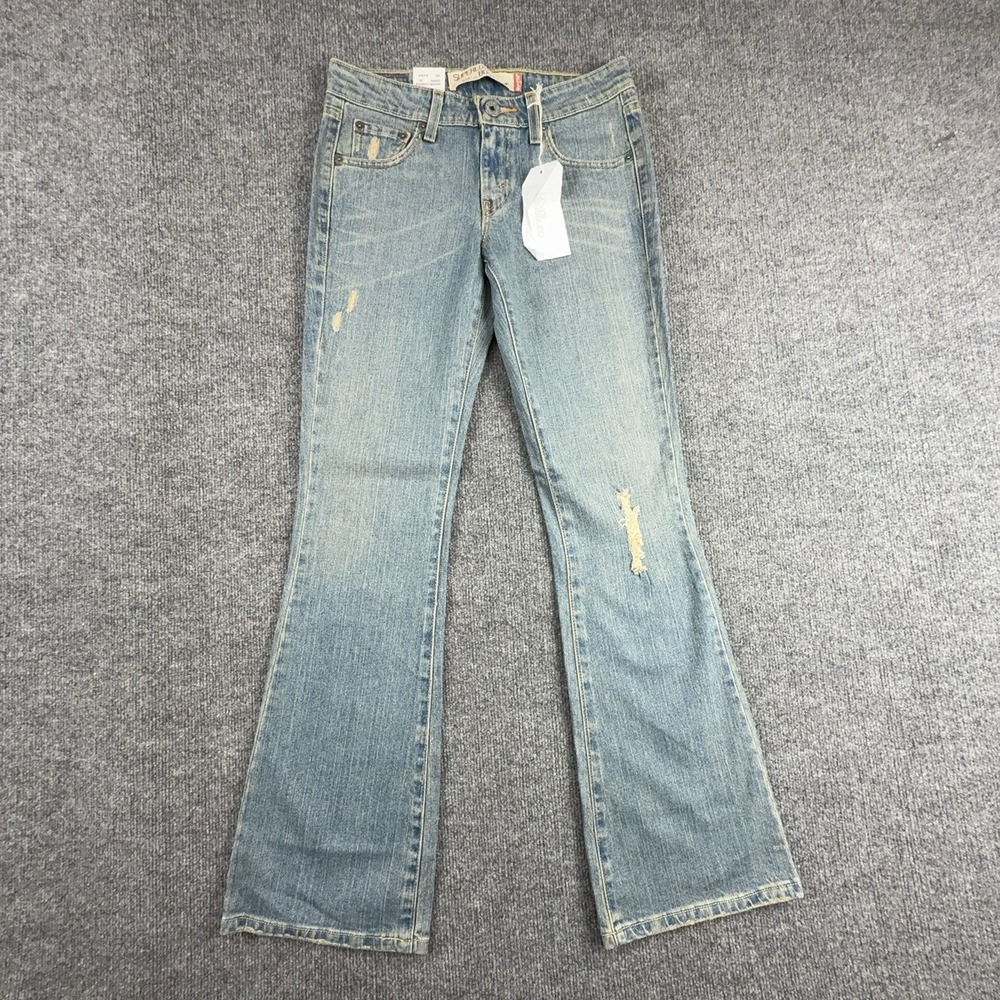 Levi's 518 Superlow Bootcut Jeans Juniors 3 Light Wash Low Rise Distressed